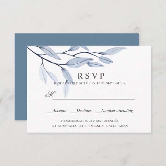 Ethereal Blue | AUSWAHL DER RSVP - MAHLZEITEN (Vorne/Hinten)