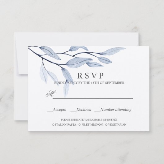 Ethereal Blue | AUSWAHL DER RSVP - MAHLZEITEN (Vorderseite)