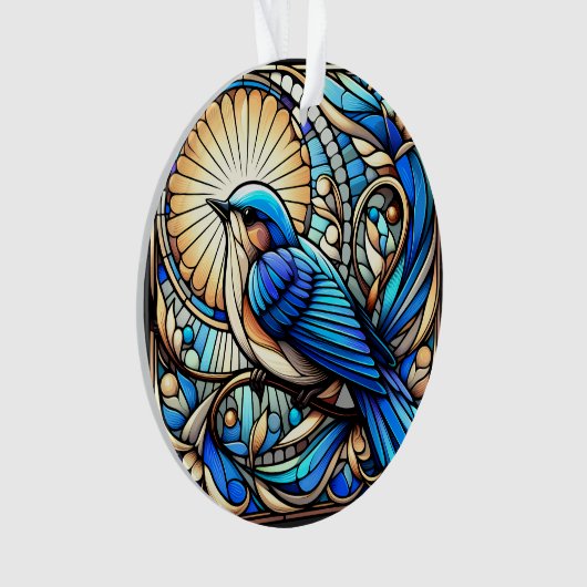 Ethereal Blue Bird auf Window Ornament (Vorderseite)
