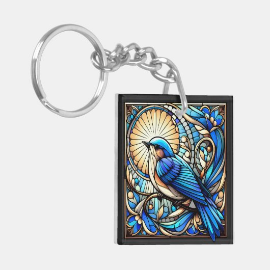 Ethereal Blue Bird auf Window Schlüsselanhänger (Vorderseite links)