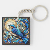 Ethereal Blue Bird auf Window Schlüsselanhänger (Rückseite)