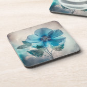 Ethereal Blue Blossom Getränkeuntersetzer (Linke Seite)