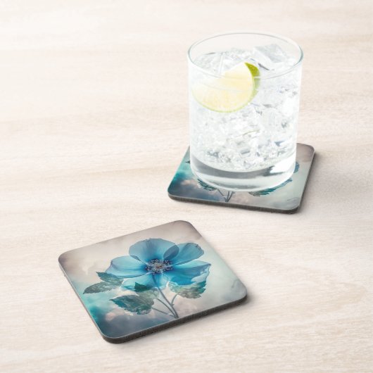 Ethereal Blue Blossom Getränkeuntersetzer (Rechte Seite)