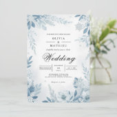 Ethereal Blue Blossom Winter Wedding Einladung (Stehend Vorderseite)