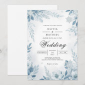 Ethereal Blue Blossom Winter Wedding Einladung (Vorne/Hinten)