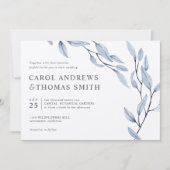 Ethereal Blue | Chic Botanical Blätter Hochzeit Einladung (Vorderseite)