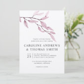 Ethereal Blue | Chic Botanical Blätter Hochzeit Einladung (Stehend Vorderseite)