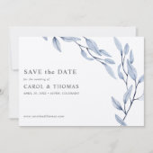Ethereal Blue | chic botanisch Save the Date Einladung (Vorderseite)