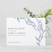 Ethereal Blue | chic botanisch Save the Date Einladung (Stehend Vorderseite)