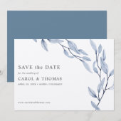 Ethereal Blue | chic botanisch Save the Date Einladung (Vorne/Hinten)