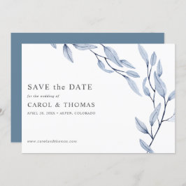 Ethereal Blue | chic botanisch Save the Date Einladung