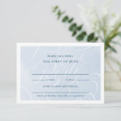 Ethereal Blue Classic Script Watercolor Wedding RSVP Karte (Stehend Vorderseite)