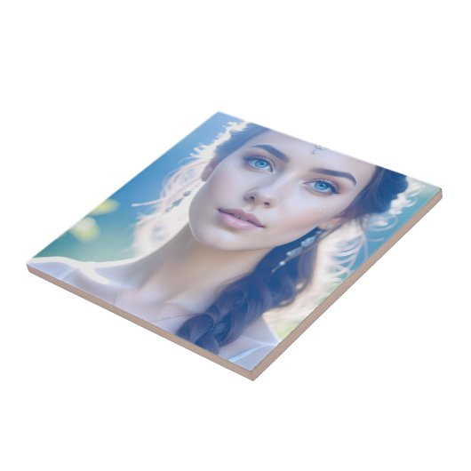 Ethereal Blue Eyes Portrait Tile Art Fliese (Seite)