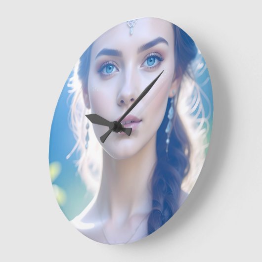 Ethereal Blue Eyes Wall Clock Große Wanduhr (Winkel)