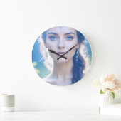 Ethereal Blue Eyes Wall Clock Große Wanduhr (Zuhause)