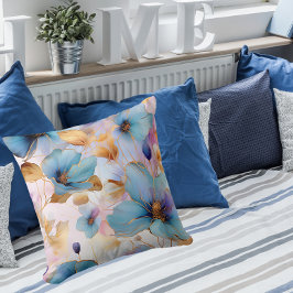 Ethereal Blue Floral Alcohol Tinte Kissen