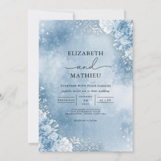 Ethereal Blue Floral Wedding Einladung