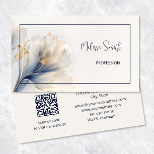 Ethereal Blue Gold Blume Visitenkarte