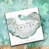 Ethereal Blue Green Agate Jewelier Designer Quadratische Visitenkarte