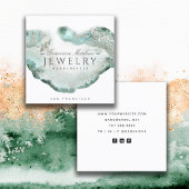 Ethereal Blue Green Agate Jewelier Designer Quadratische Visitenkarte