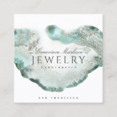 Ethereal Blue Green Agate Jewelier Designer Quadratische Visitenkarte (Vorderseite)