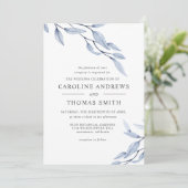 Ethereal Blue | Hochzeit von eleganten botanischen Einladung (Stehend Vorderseite)