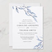 Ethereal Blue | Hochzeit von eleganten botanischen Einladung (Vorderseite)