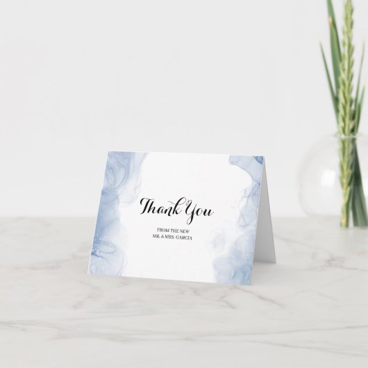 Ethereal Blue Ink Watercolor Danke Karte (Vorderseite)