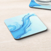 Ethereal Blue Liquid Art Wirbel Getränkeuntersetzer (Linke Seite)