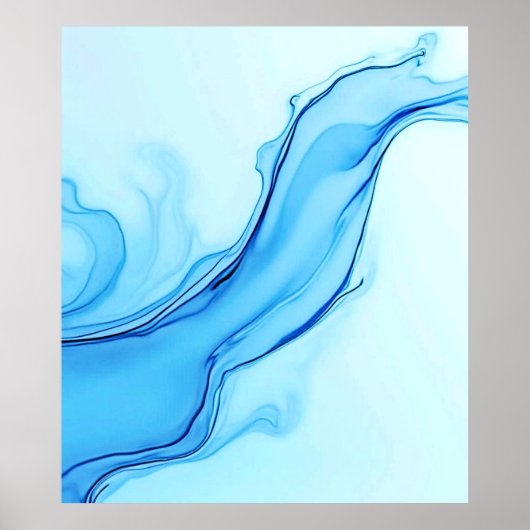 Ethereal Blue Liquid Art Wirbel Poster (Vorne)