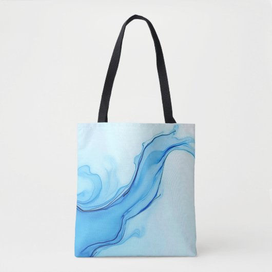 Ethereal Blue Liquid Art Wirbel Tasche (Vorderseite)