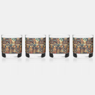 Ethereal Blue "Mesoamerican Motif" 12oz Rocks Glas