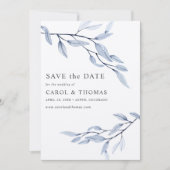 Ethereal Blue | schick VERTICAL Save the Date Einladung (Vorderseite)