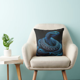 Ethereal Blue Serpent Mystic Fantasy Snake Decor Kissen