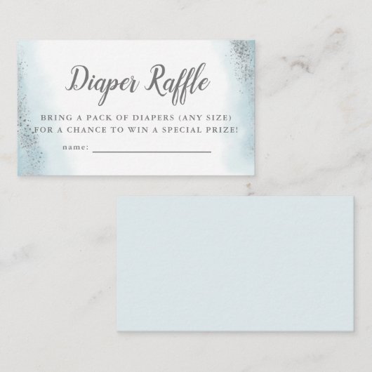 Ethereal Blue und Silver Baby Dusche Windeln Raffe Begleitkarte (Vorne/Hinten)