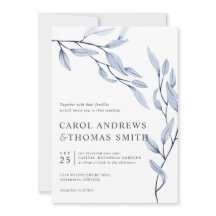 Ethereal Blue | Vertikale botanische Blätter Hochz