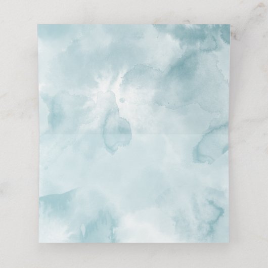 Ethereal Blue Watercolor Gold Glitzer Hochzeit Platzkarte (Innenseite Aufgefaltet)