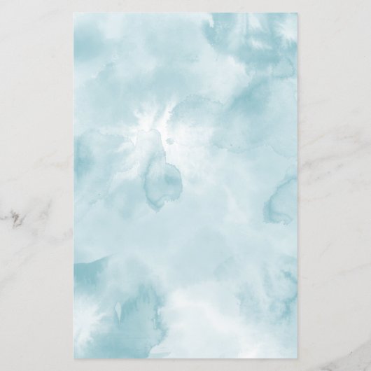 Ethereal Blue Watercolor Gold Wedding Dinner Menü (Rückseite)