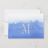 Ethereal Blue Watercolor Monogram Mitteilungskarte (Vorderseite)