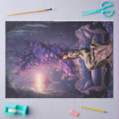 Ethereal Blumenwald Portrait einer sitzenden Dame Seidenpapier (Basteln)