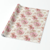 Ethereal blush and gold floral birthday wrap roll geschenkpapier (Ungerollt)