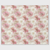 Ethereal blush and gold floral birthday wrap roll geschenkpapier (Flach)