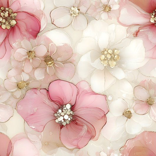 Ethereal blush and gold floral birthday wrap roll geschenkpapier