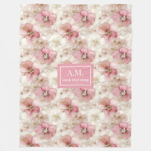 Ethereal Blush & Gold Elegant Custom Name Blanket Fleecedecke (Vorderseite)