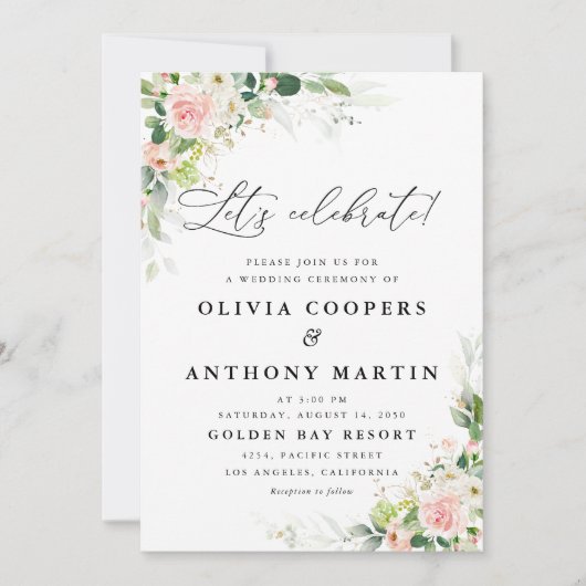 Ethereal Blush Hochzeit Einladung (Vorderseite)