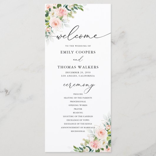 Ethereal Blush Hochzeitsprogramm Programm (Vorderseite)