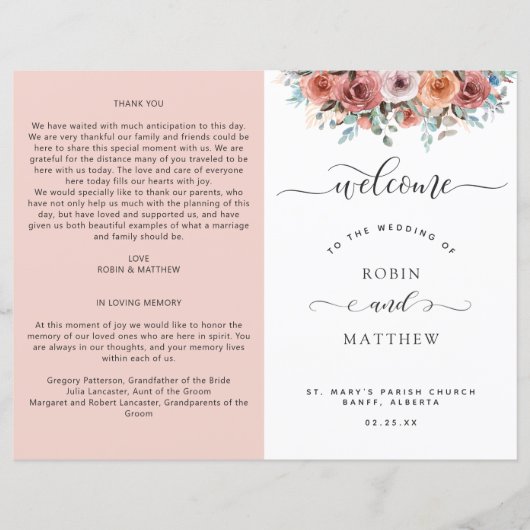 Ethereal Blush Peach, Floral Wedding Program (Vorderseite)