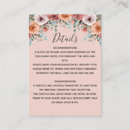 Ethereal Blush Peach floral Wedgesteg Insert, Begleitkarte