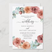 Ethereal Blush Peach Mint Floral Encircle Hochzeit Einladung (Vorderseite)