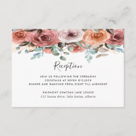 Ethereal Blush Peach Mint Floral Hochzeitsempfang Begleitkarte